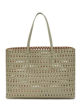 -----------ALAÏA ---- ------------LIGHT GREY ----Mina 44 Perforated Leather Tote Bag --