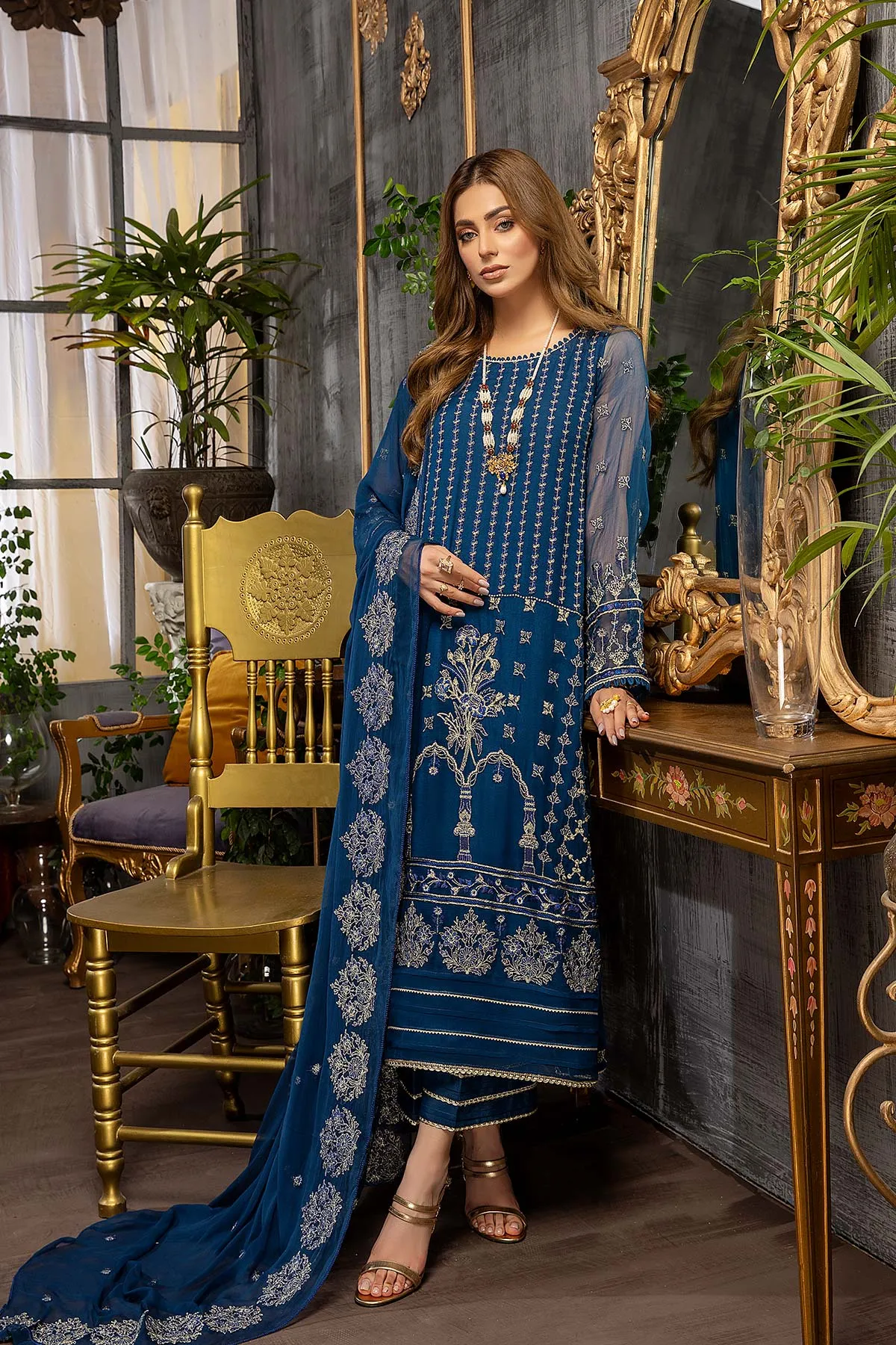 3 Pc Unstitched Embroidered Chiffon CAL-003