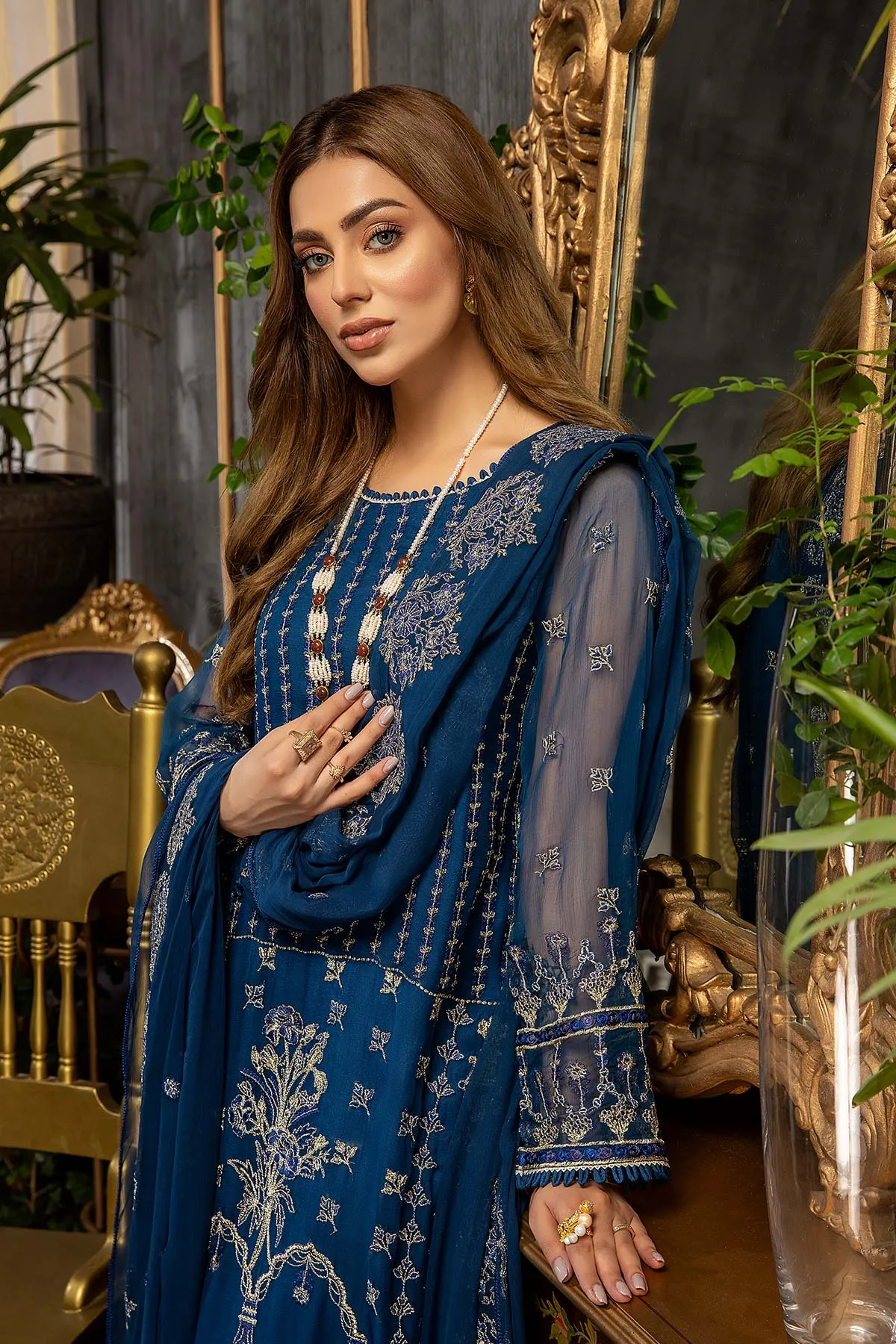 3 Pc Unstitched Embroidered Chiffon CAL-003