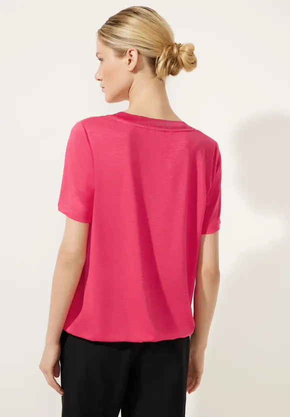 320349- Hot Pink V-neck T-shirt- Street One