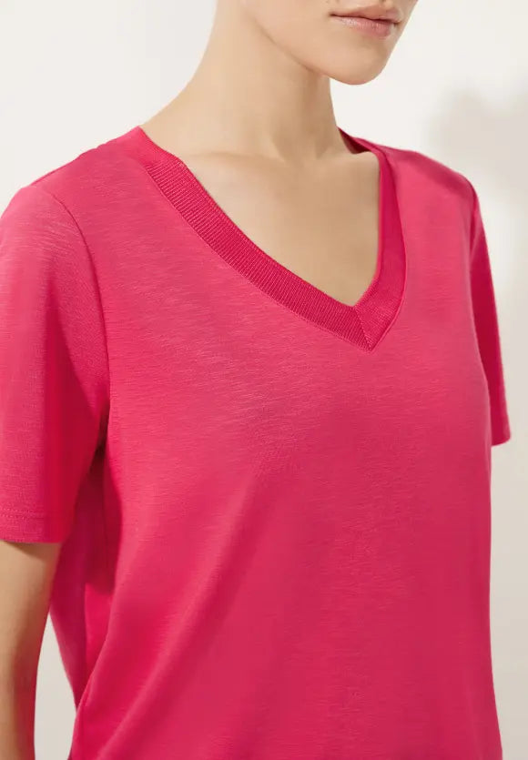 320349- Hot Pink V-neck T-shirt- Street One