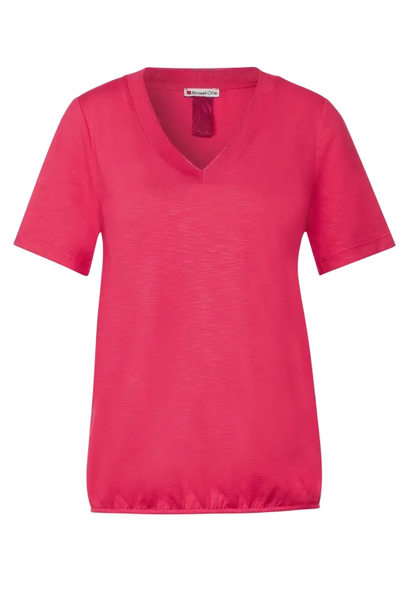 320349- Hot Pink V-neck T-shirt- Street One