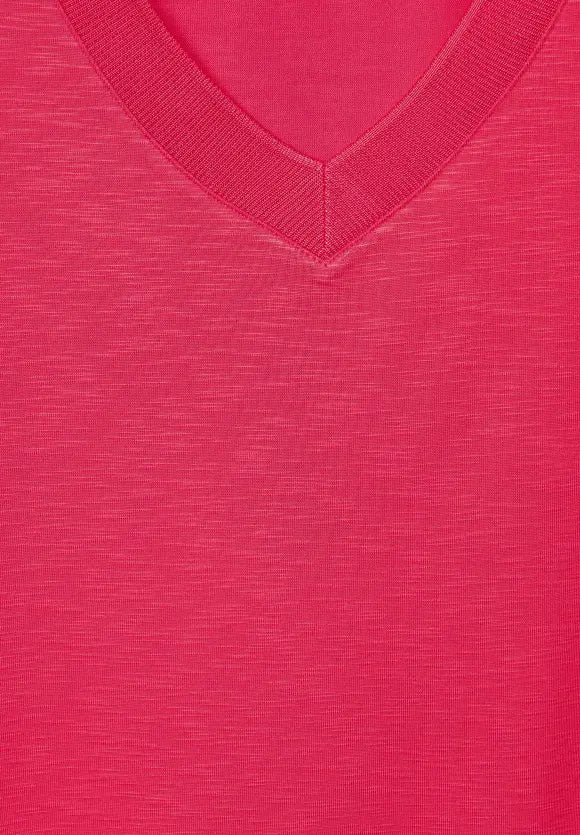 320349- Hot Pink V-neck T-shirt- Street One