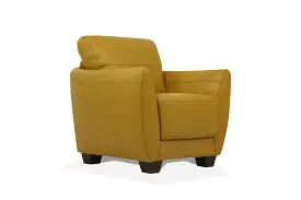 33 Mustard Genuine Leather And Black Arm Chair