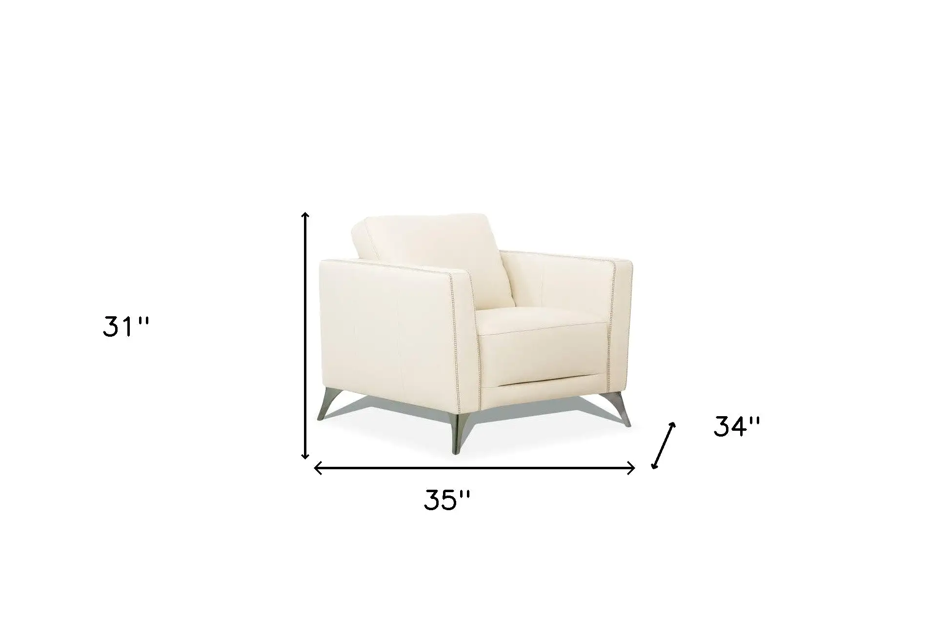 35 Cream Genuine Leather And Black Arm Chair