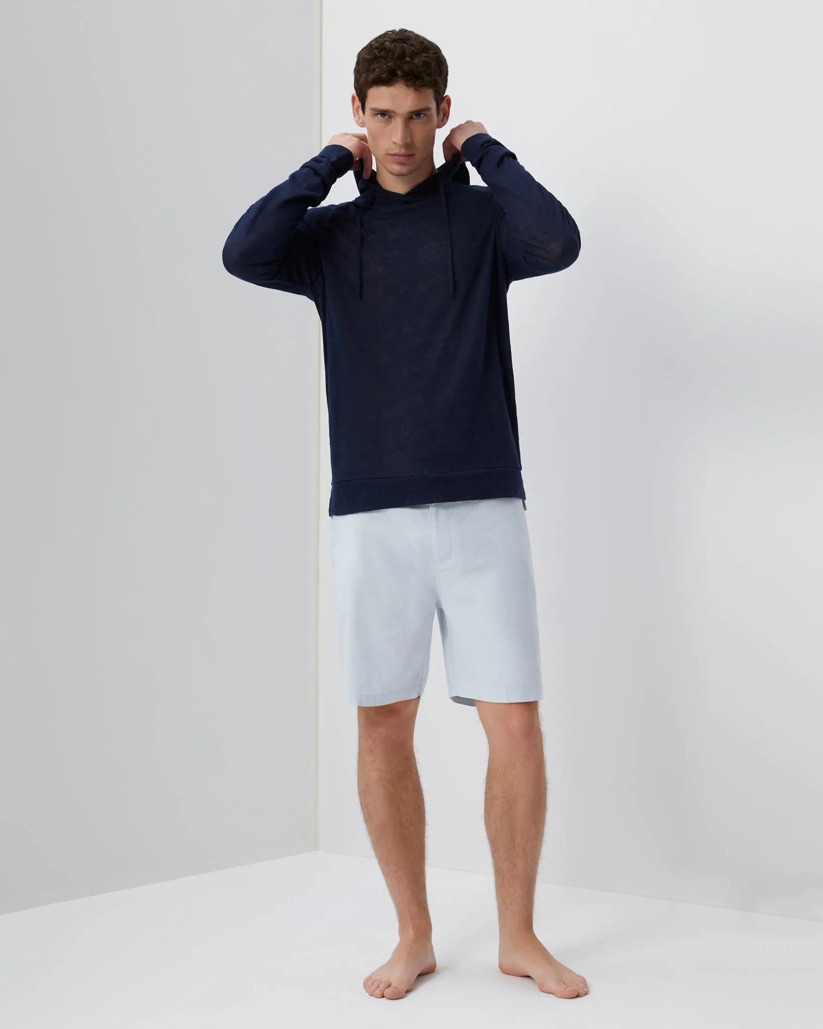 Aaron Linen Hoodie | Deep Navy