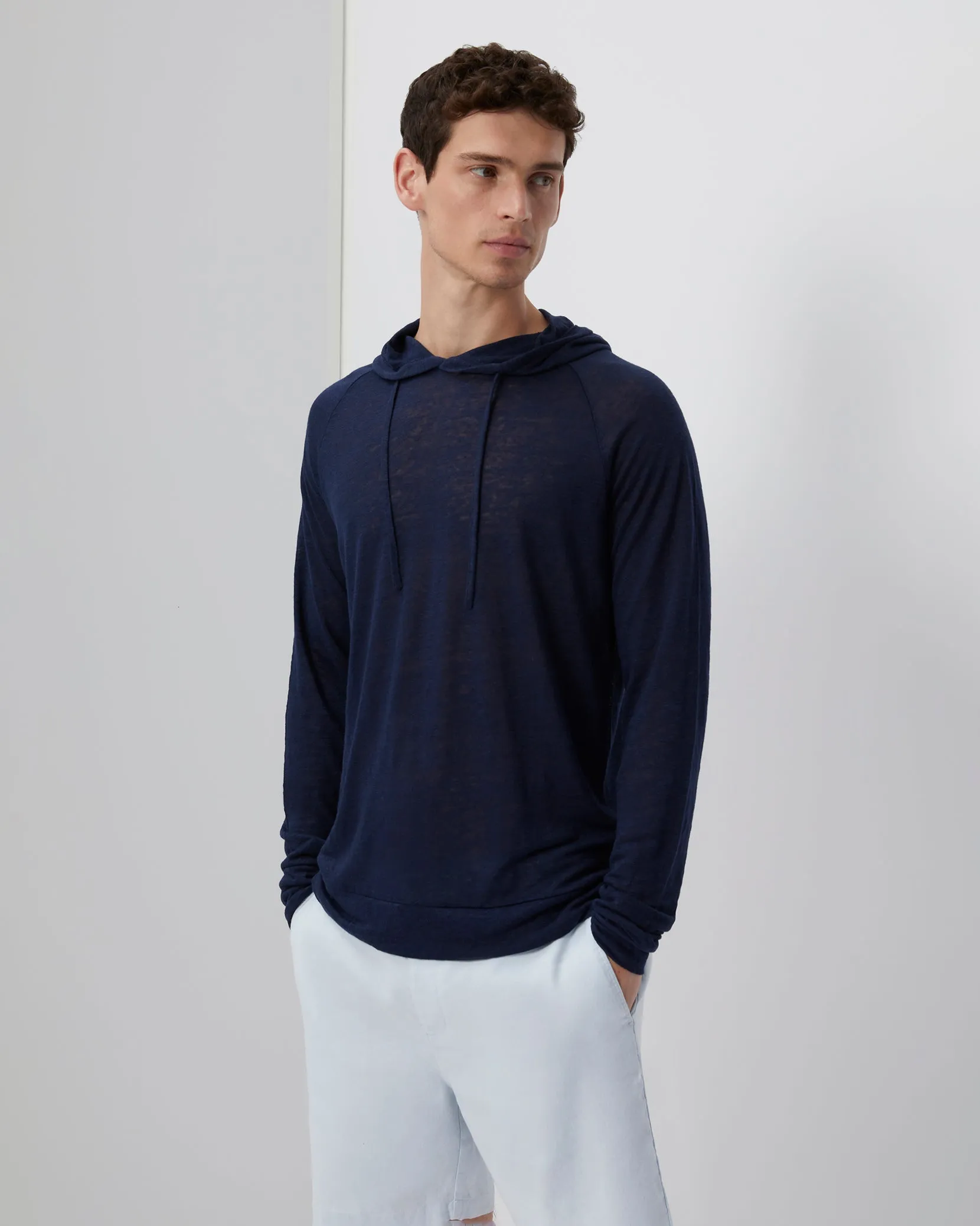 Aaron Linen Hoodie | Deep Navy