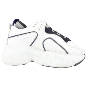 Acne Studios White and Black Leather Chunky Manhattan Sneakers