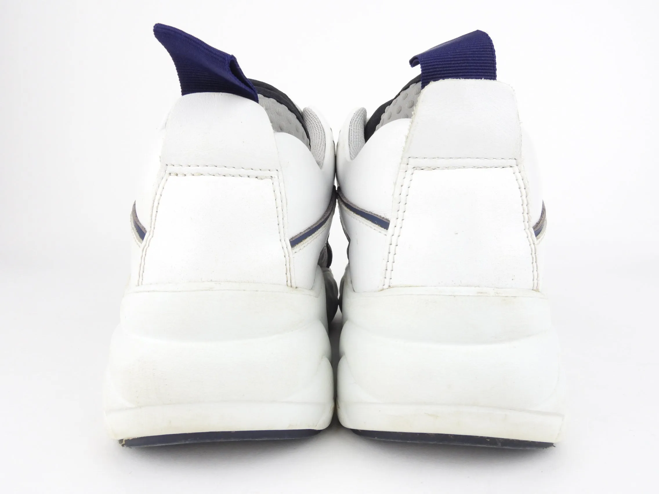 Acne Studios White and Black Leather Chunky Manhattan Sneakers