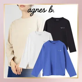 Agnes b  |Crew Neck Monogram Unisex Long Sleeves Plain Cotton Logo