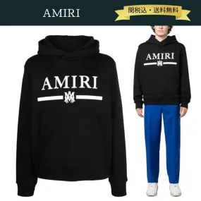 AMIRI  |Street Style Bi-color Long Sleeves Plain Cotton Logo Hoodies