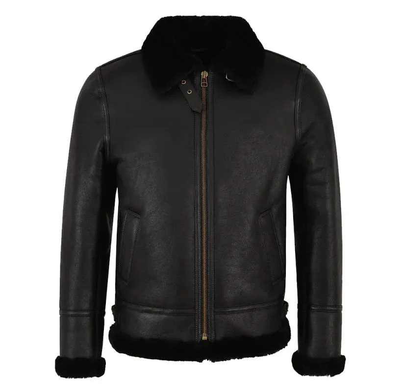 B3 Memphis Belle Sheepskin Flying Jacket Black & Black - NV65