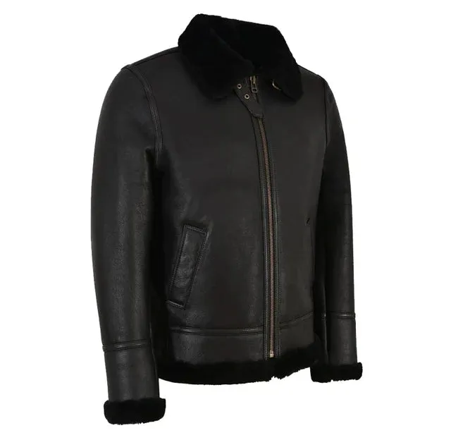 B3 Memphis Belle Sheepskin Flying Jacket Black & Black - NV65