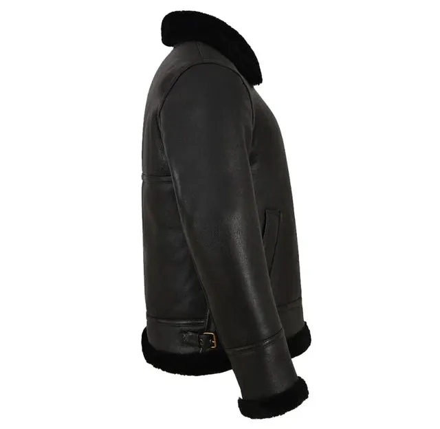 B3 Memphis Belle Sheepskin Flying Jacket Black & Black - NV65