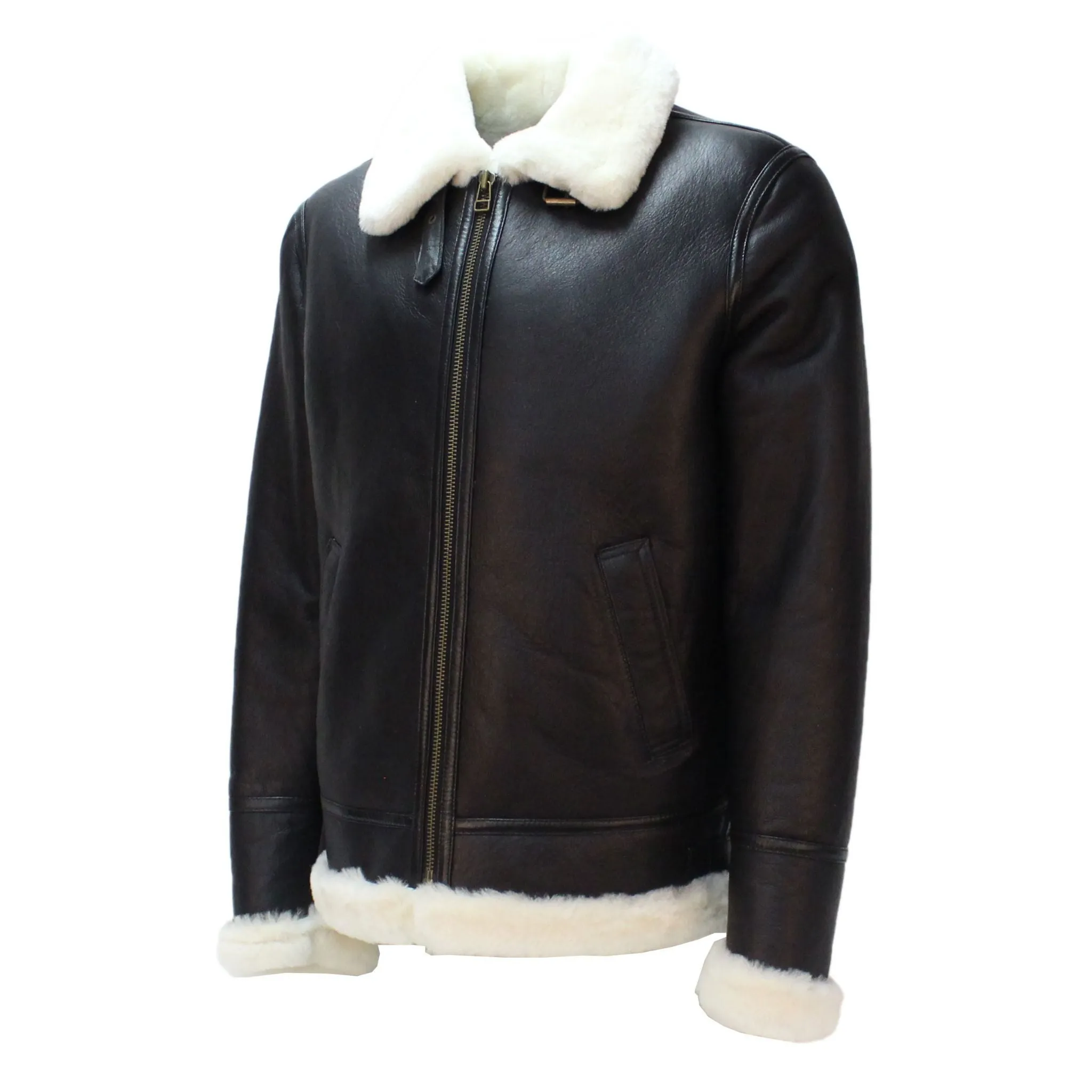 B3 Memphis Belle Sheepskin Flying Jacket Black / Ivory - NV65