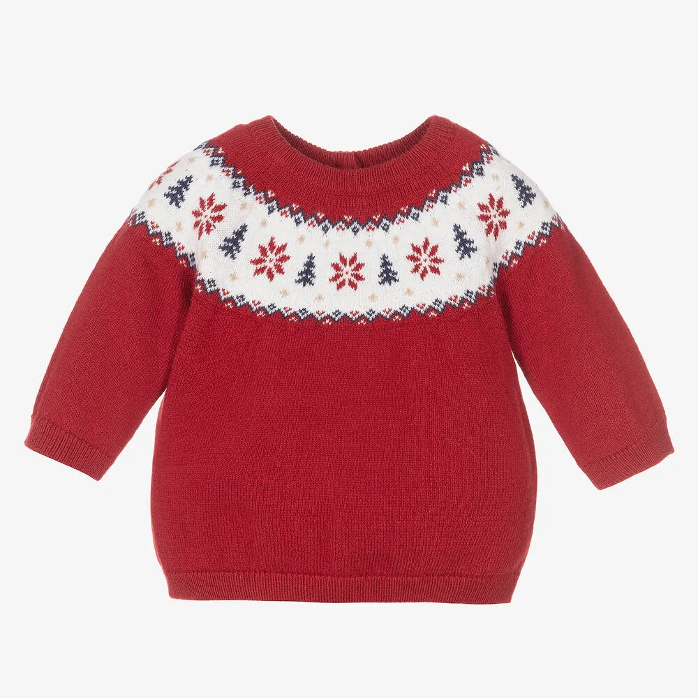 Baby Boys Red Cotton Sweater