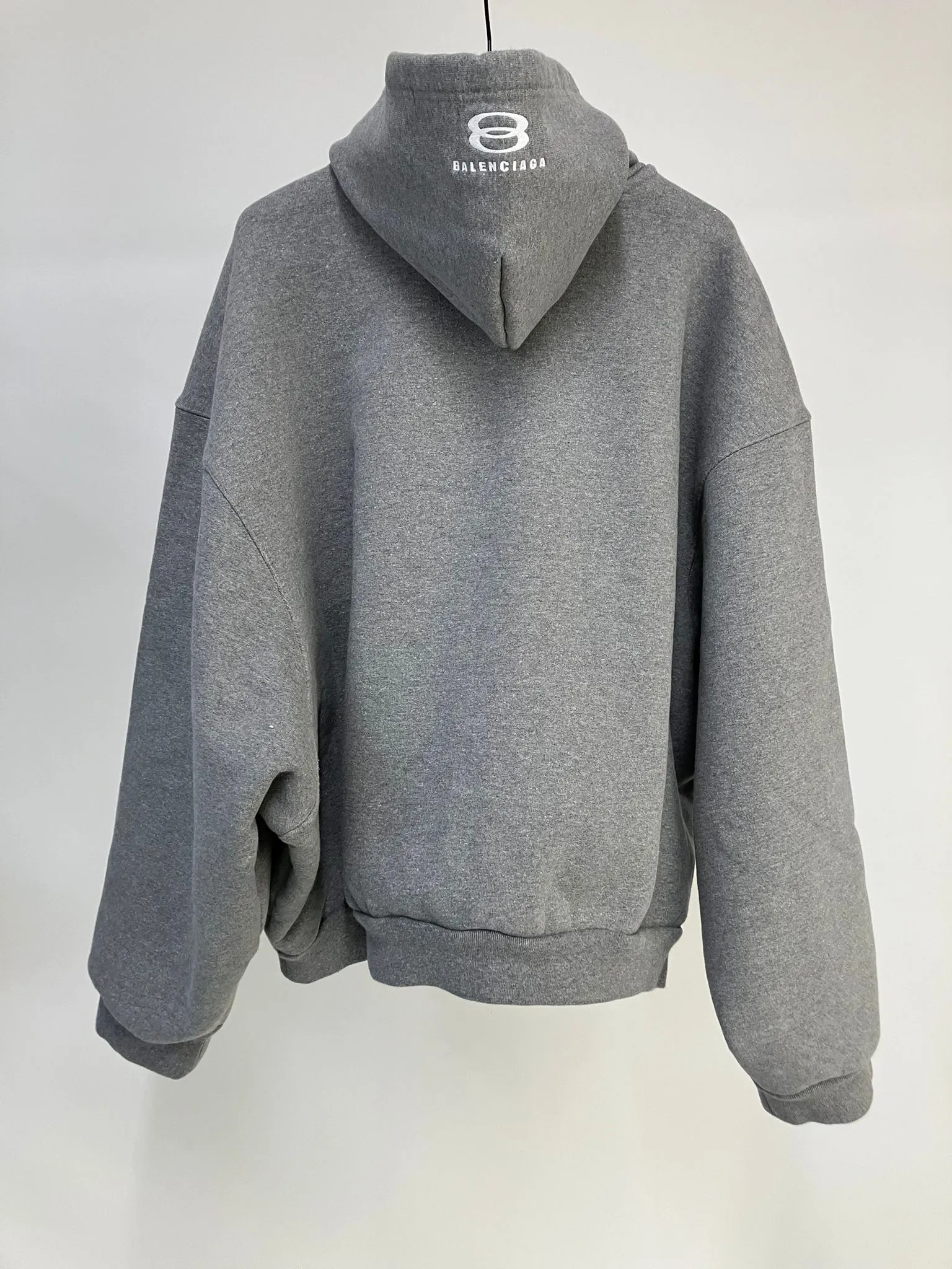 BALENCIAGA  |Unity Sports Icon Boxy Zip-up Hoodie Large Fit in Grey/white