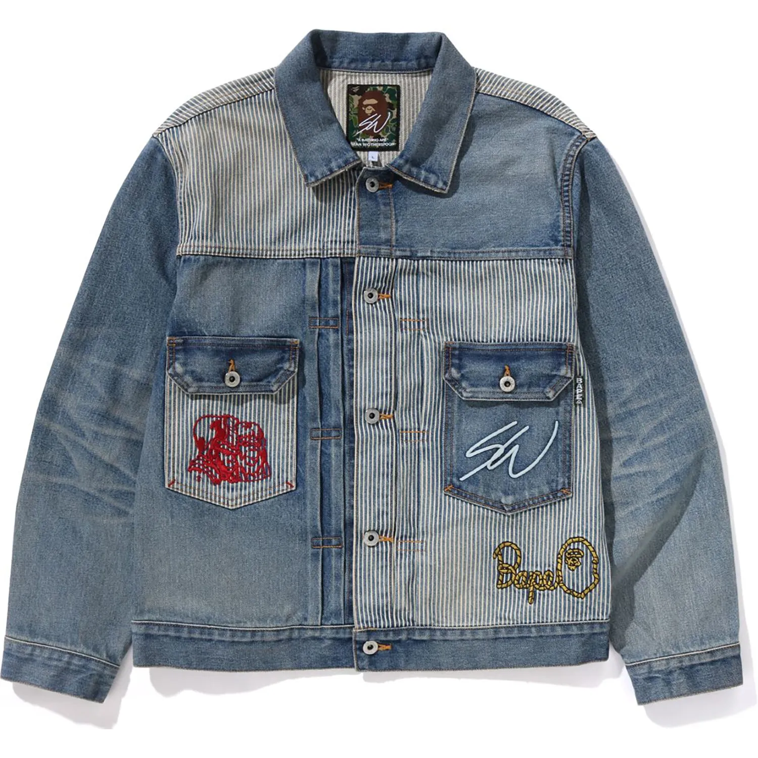 BAPE X SEAN WOTHERSPOON EMBROIDERY DENIM JACKET MENS