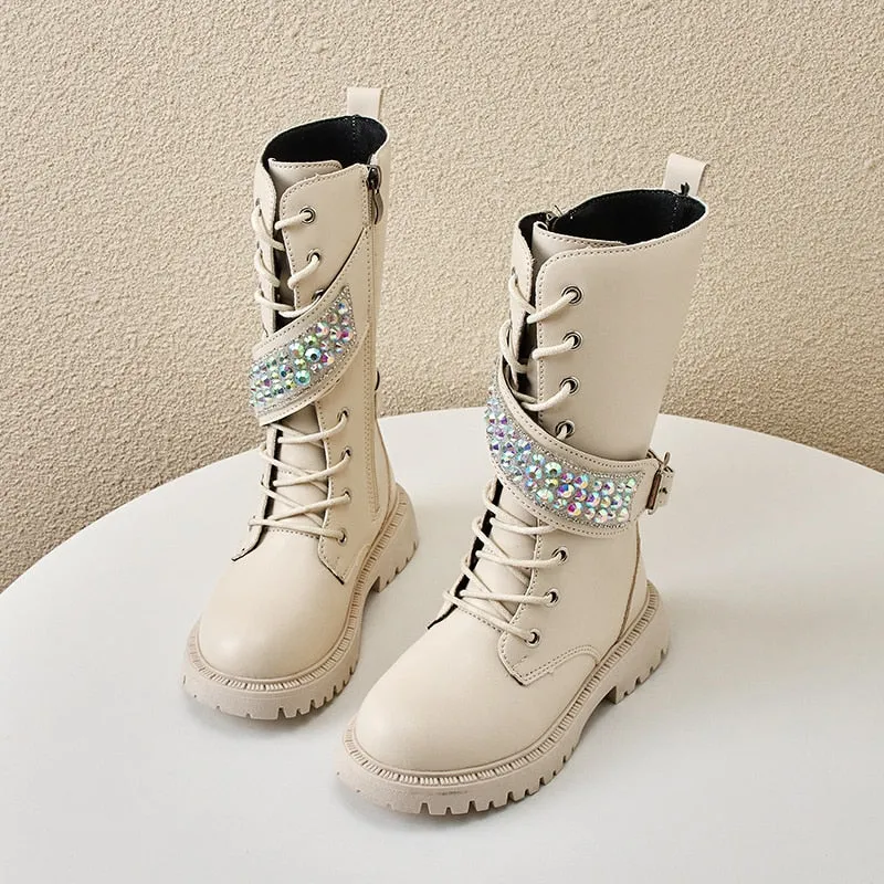 Boots for Kids - Botas para Ninas - Kids Girls High  Solid Princess Mid-calf Boots for Catwalk