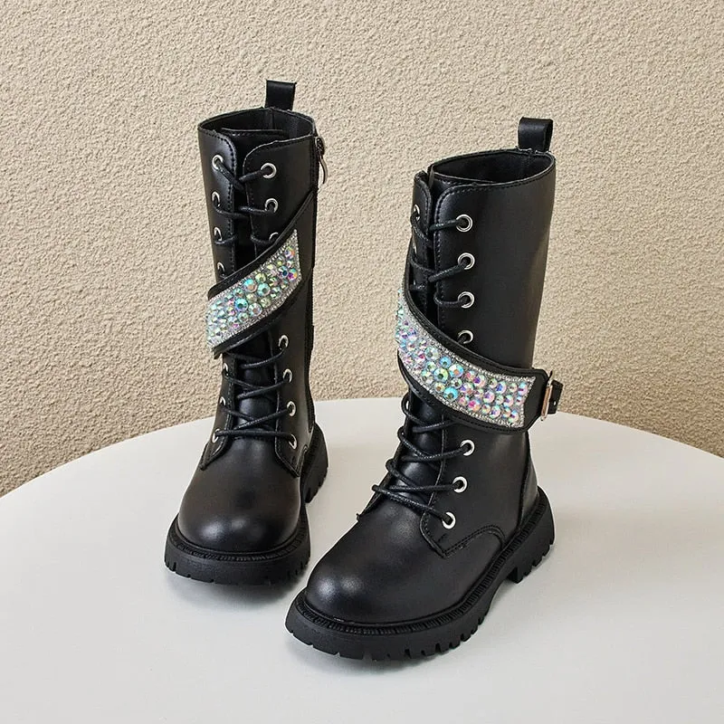 Boots for Kids - Botas para Ninas - Kids Girls High  Solid Princess Mid-calf Boots for Catwalk