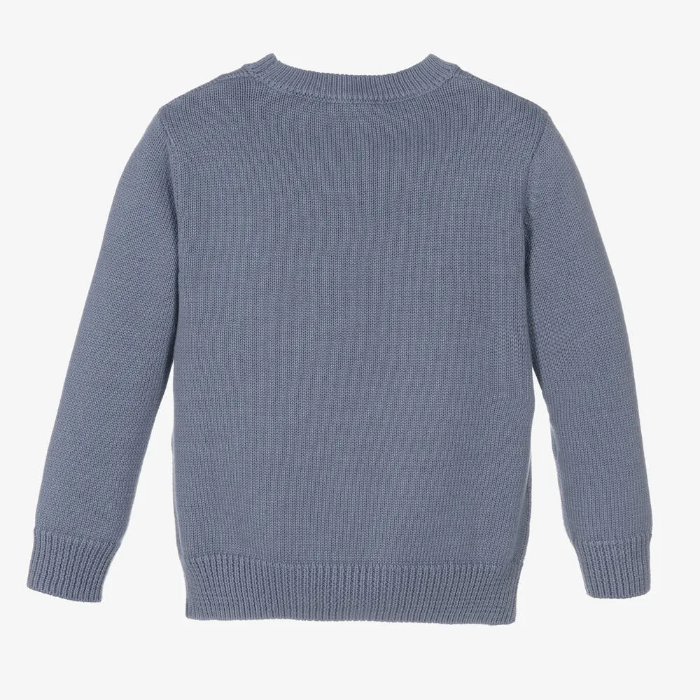 Boys Blue Bear Cotton Sweater