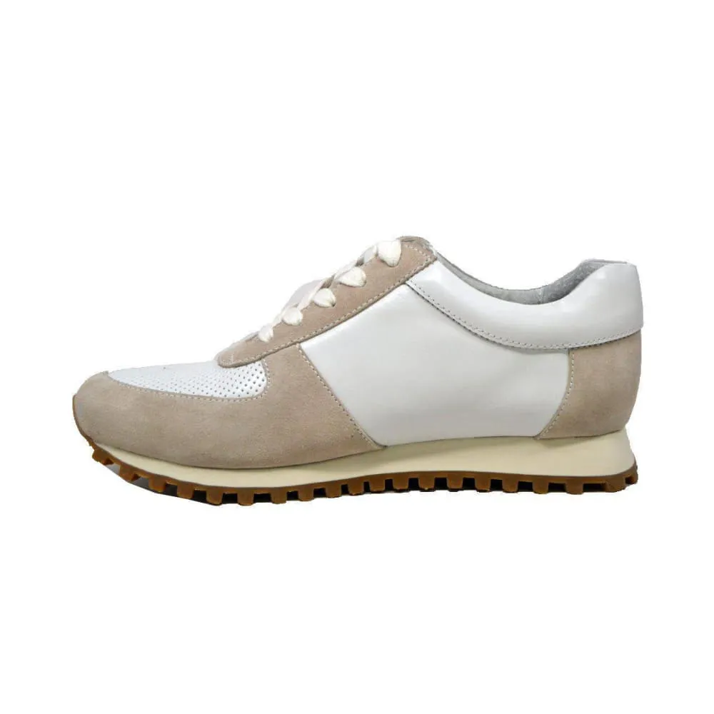 British Walkers Surrey Men's Beige and White Leather and Suede Sneakers