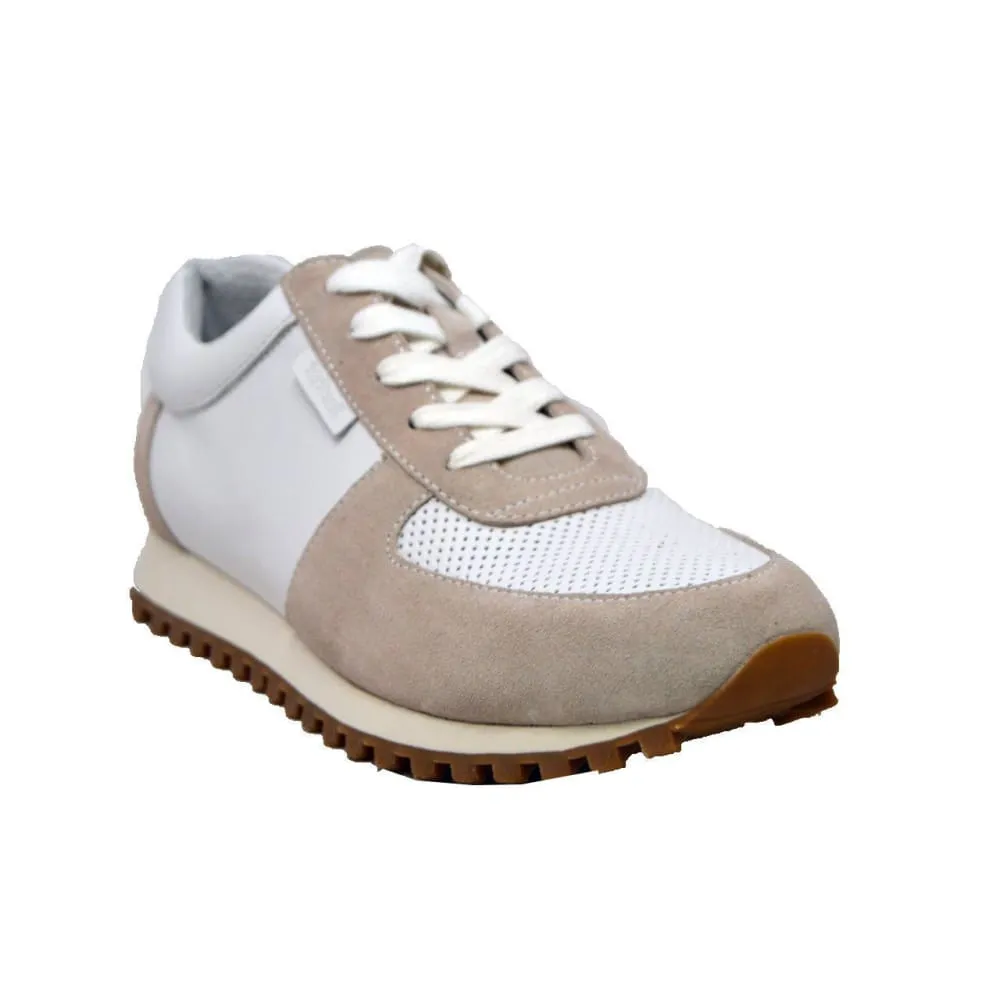 British Walkers Surrey Men's Beige and White Leather and Suede Sneakers