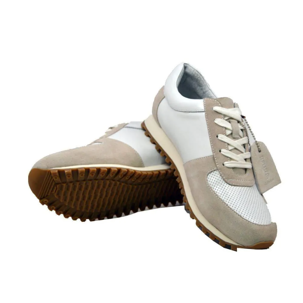 British Walkers Surrey Men's Beige and White Leather and Suede Sneakers