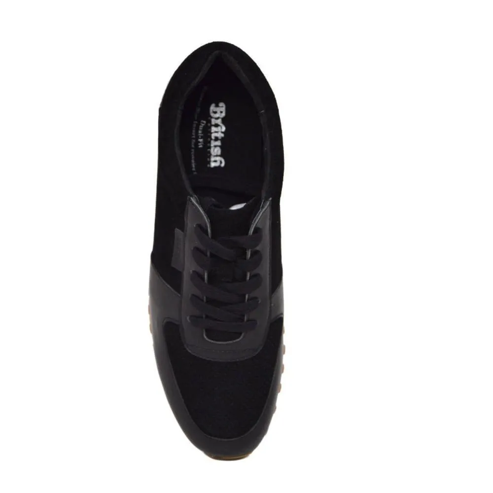 British Walkers Surrey Men's Black Leather and Suede Sneakers