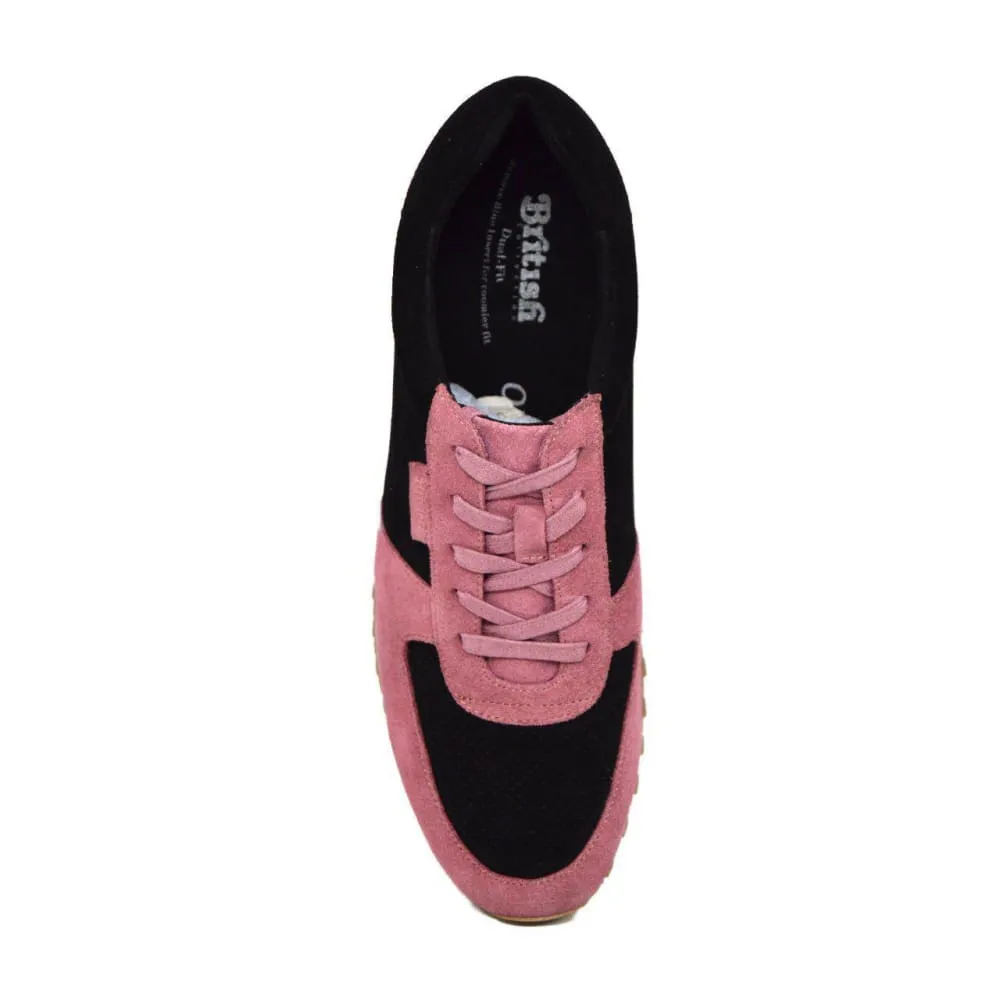 British Walkers Surrey Men's Pink and Black Leather and Suede Sneakers