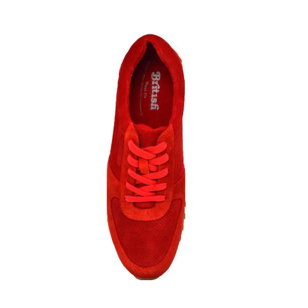 British Walkers Surrey Men's Red Leather and Suede Sneakers