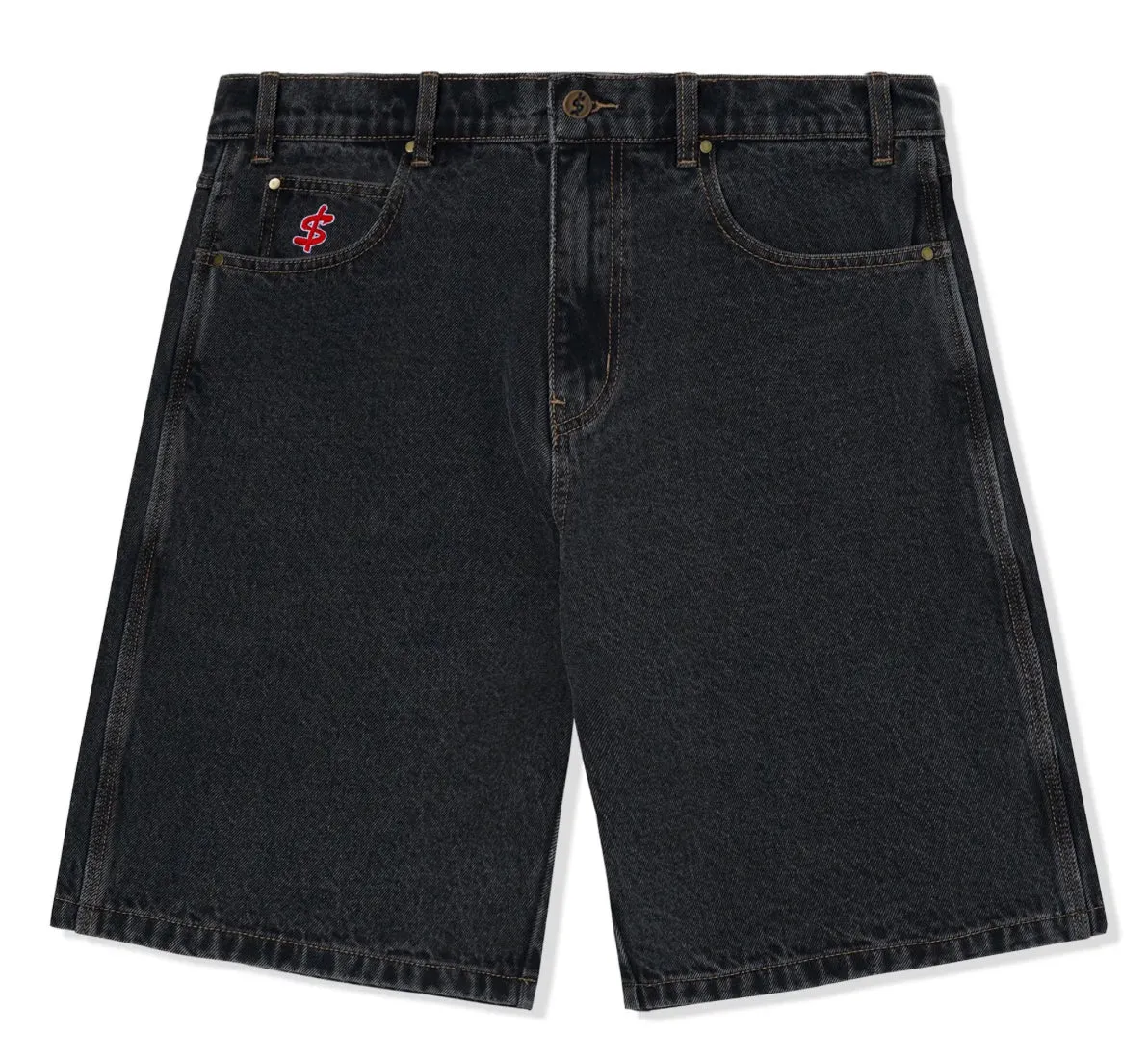 Cash Only Logo Denim Jorts / Washed Black