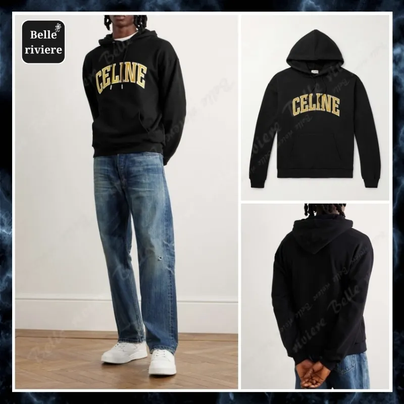 CELINE  |Street Style Long Sleeves Cotton Logo Luxury Hoodies