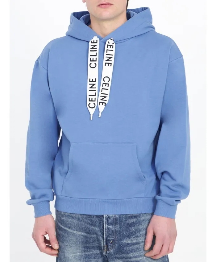 CELINE  |Unisex Long Sleeves Cotton Oversized Logo Luxury Hoodies