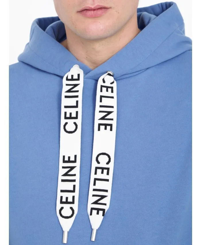 CELINE  |Unisex Long Sleeves Cotton Oversized Logo Luxury Hoodies