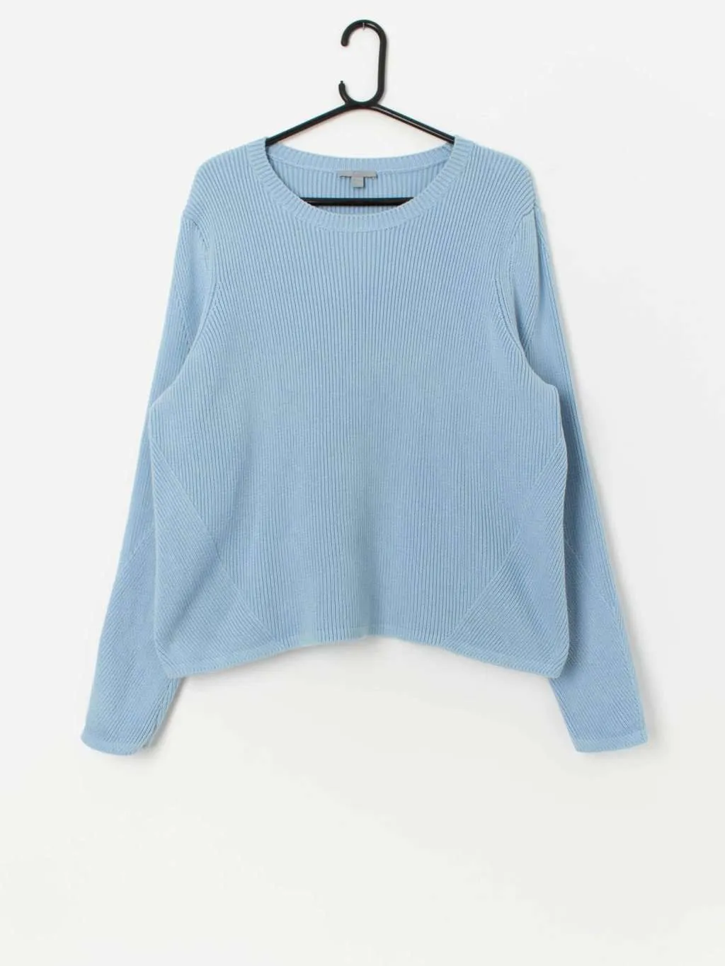 Cos blue cotton sweater with twisted sleeves – Medium / Large