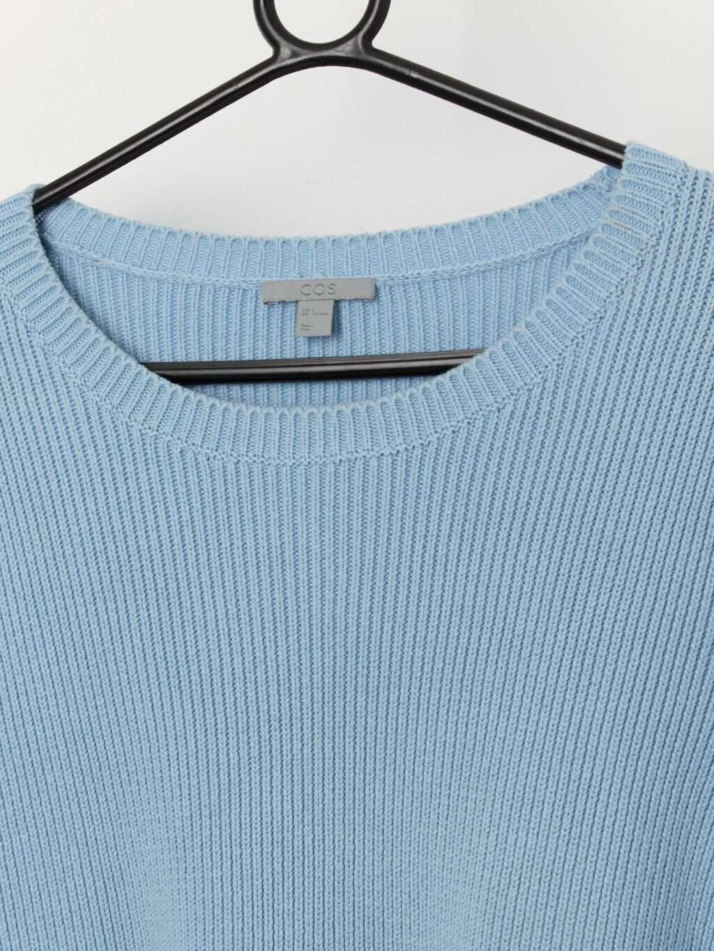 Cos blue cotton sweater with twisted sleeves – Medium / Large