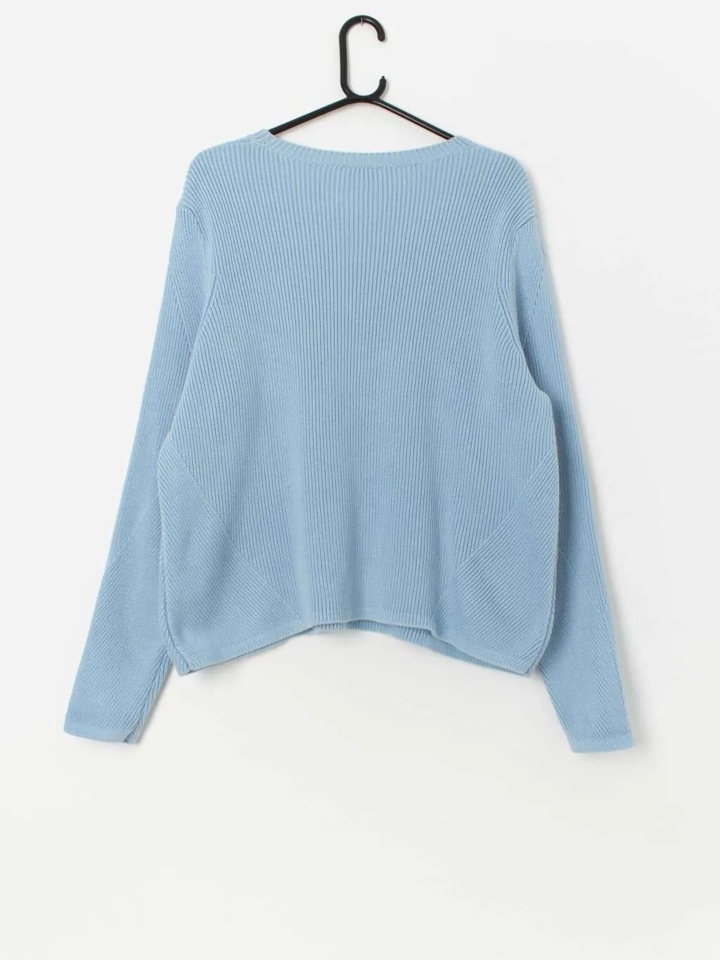 Cos blue cotton sweater with twisted sleeves – Medium / Large