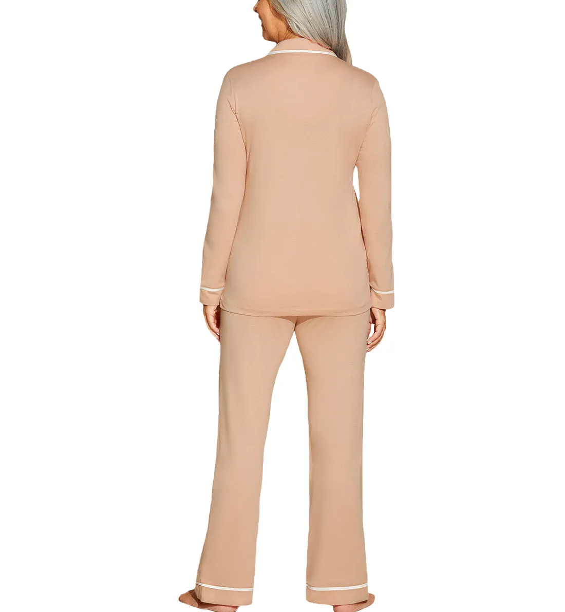 Cosabella Bella Long Sleeve Top & Pant PJ Set (AMORE9644) - Camel/Gold