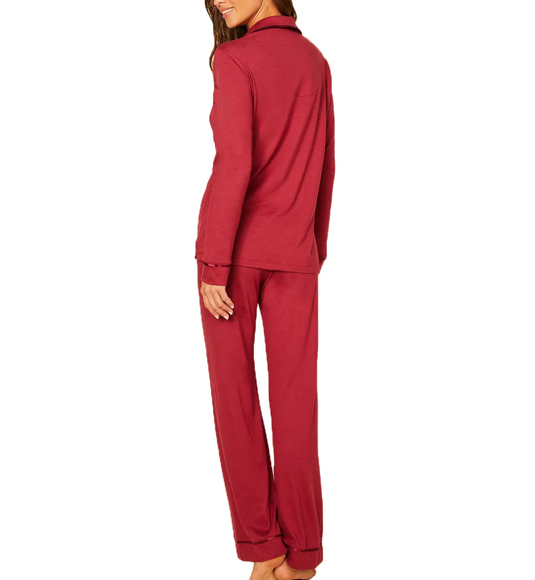 Cosabella Bella Long Sleeve Top & Pant PJ Set (AMORE9644) - Deep Ruby