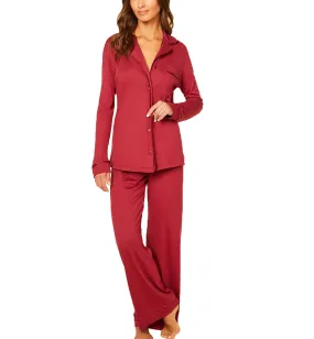 Cosabella Bella Long Sleeve Top & Pant PJ Set (AMORE9644) - Deep Ruby