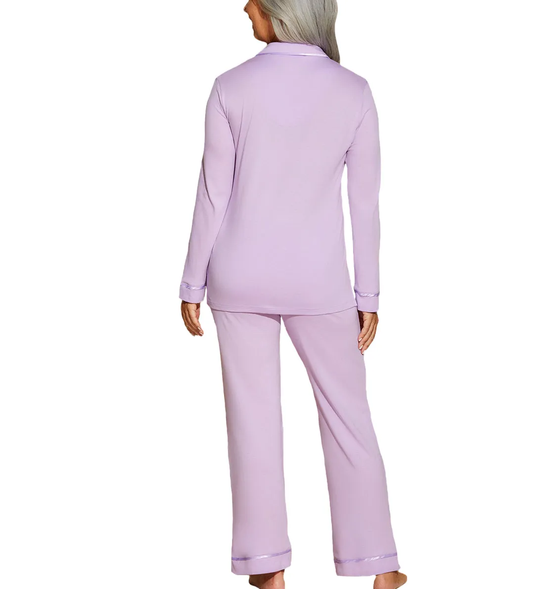 Cosabella Bella Long Sleeve Top & Pant PJ Set (AMORE9644) - Icy Violet