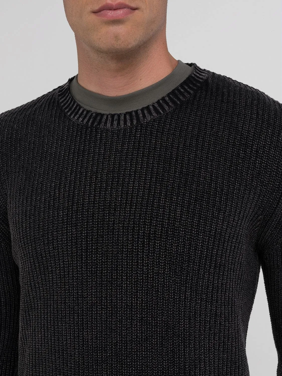 CREW-NECK CRINKLED COTTON SWEATER