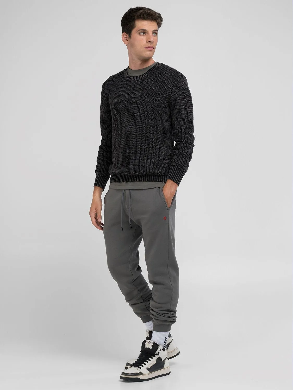 CREW-NECK CRINKLED COTTON SWEATER