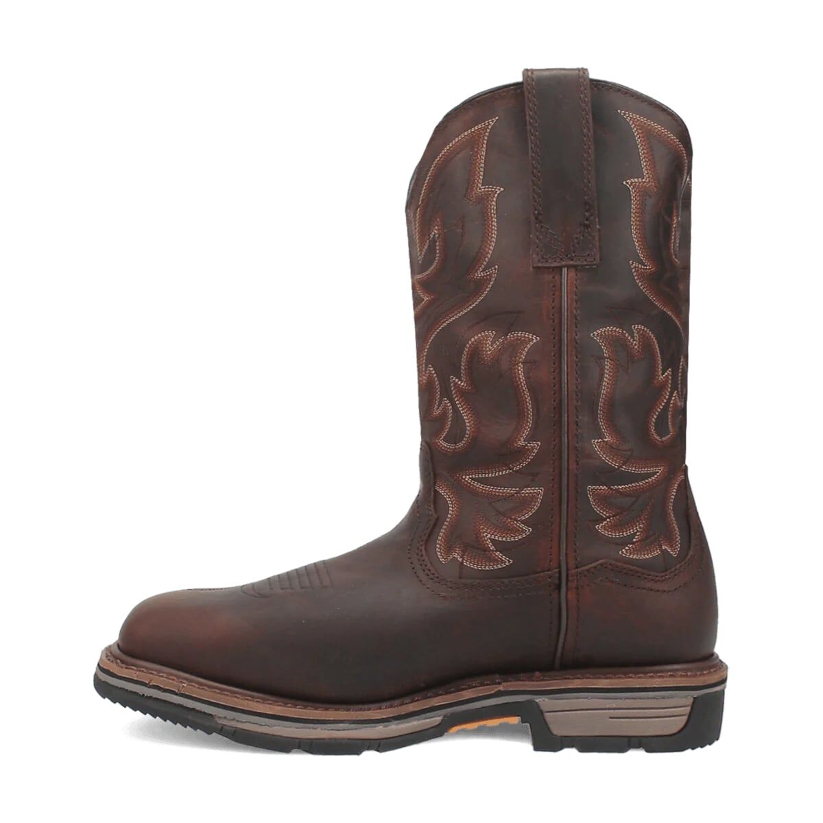 Dan Post Men's Bridger Square Toe Steel Toe Waterproof Western Boot in Chocolate