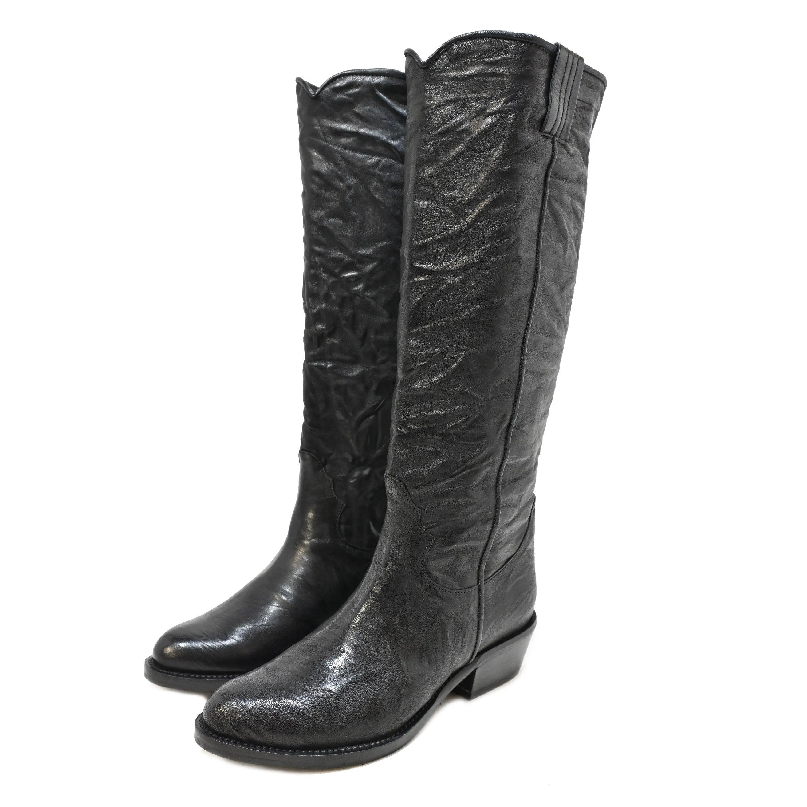 DOOR 02 - woman boots leather BLACK