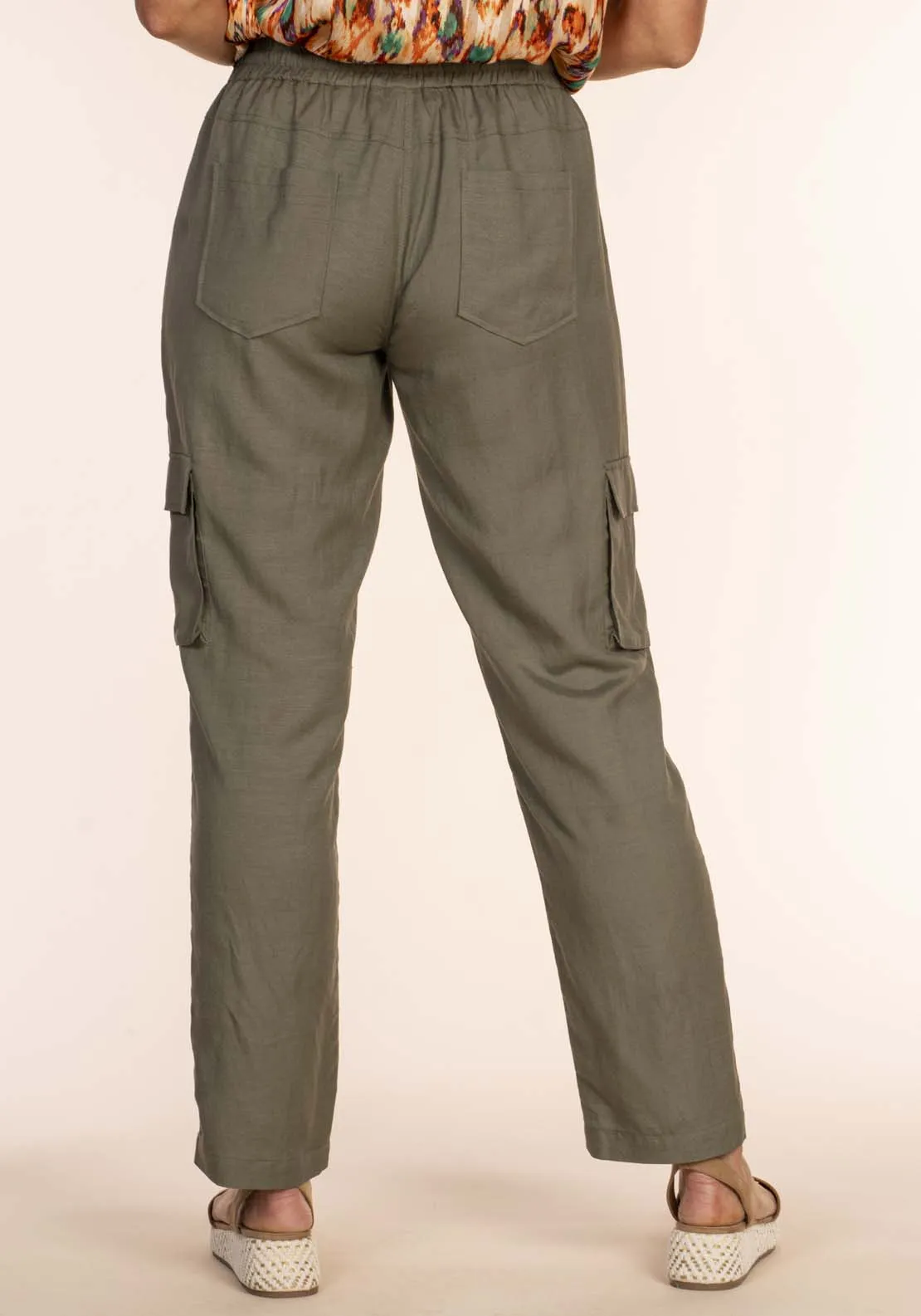 Drawstring Linen Pants - Green