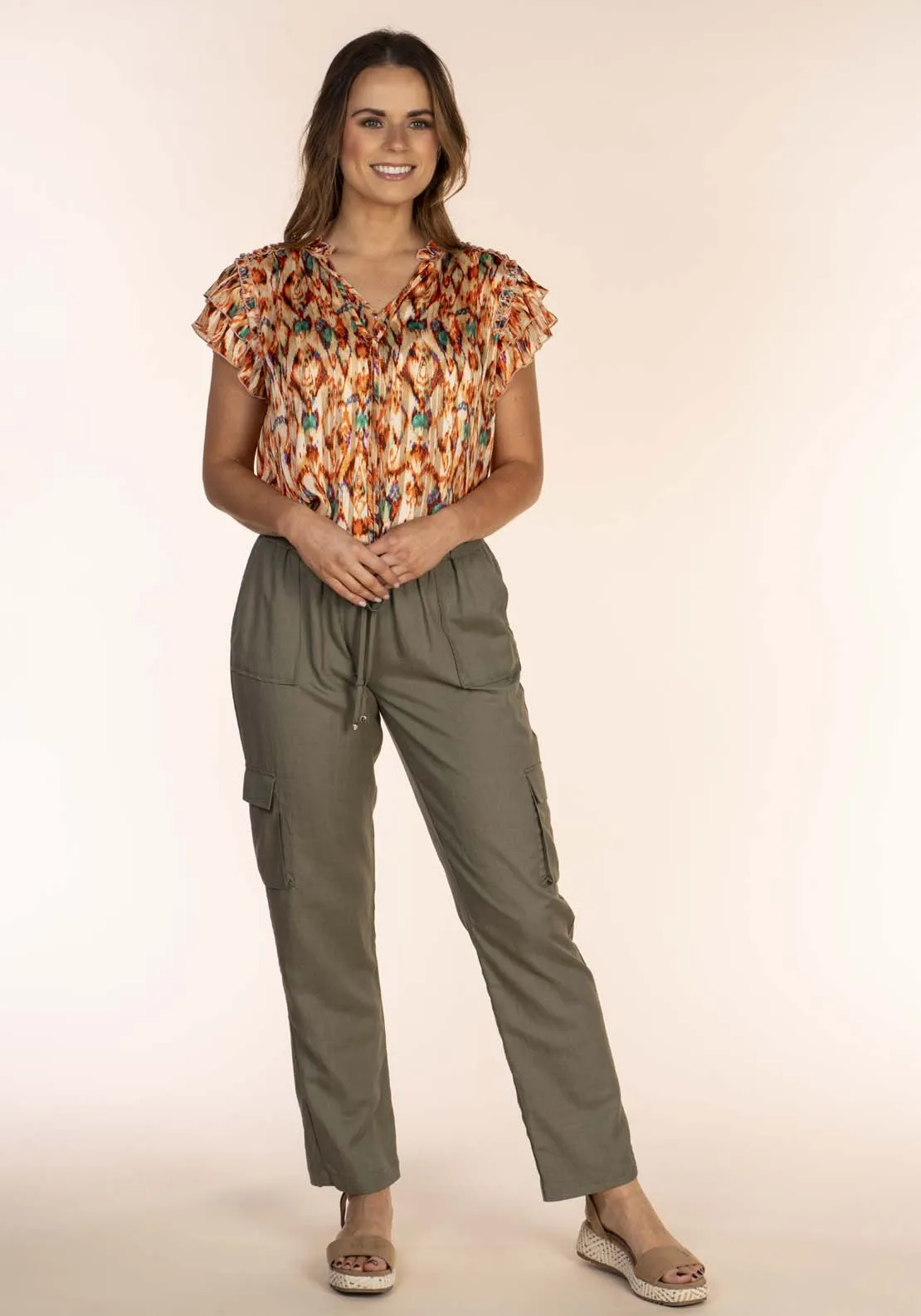 Drawstring Linen Pants - Green