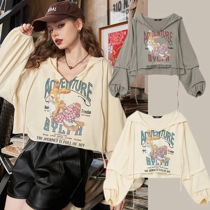 ELF SACK  |Street Style Long Sleeves Puff Sleeves Hoodies & Sweatshirts