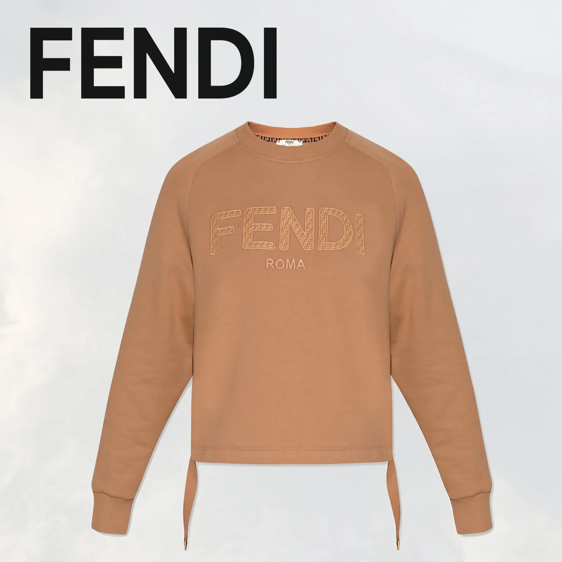 FENDI  |Crew Neck Street Style Long Sleeves Cotton Logo